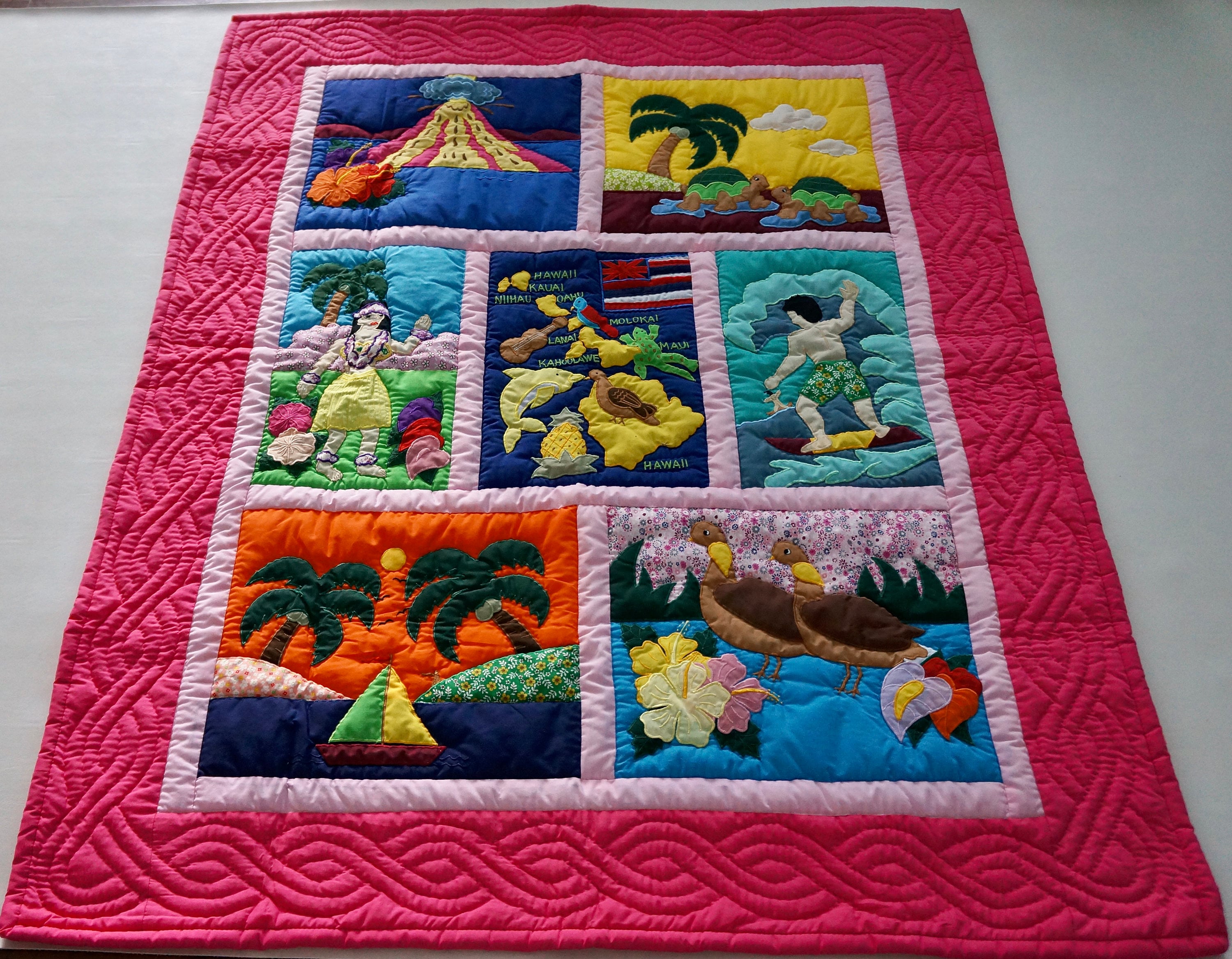 Hawaiian Quilts Baby Blanket Comforter Wall Hanging Hand Etsy