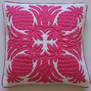 One Hawaiian Quilt Cushion Throw Pillow Cover hand quilted/hand appliquéd  20x20