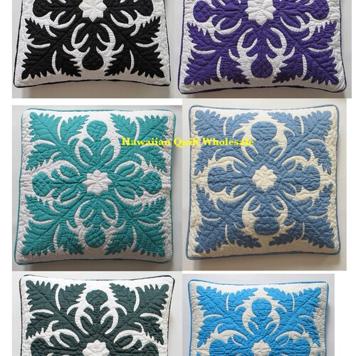 1 Hawaiian Quilt Cushion Throw Pillow Cover Hand Quilted/hand Etsy