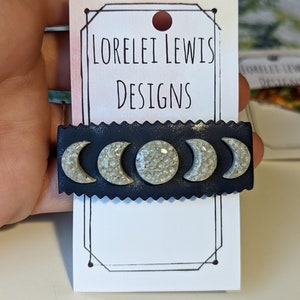 Moon Phases Barrette: Polymer Clay Celestial Hair Accessory