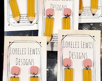 Polymer Clay Pencil Earrings: Teacher Appreciation Gift