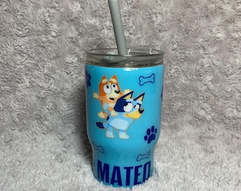 Personalized Kids Tumbler with Straw, Bluey Design