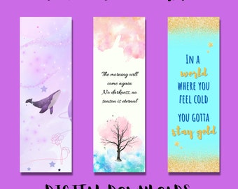 Printable BTS Inspired Bookmarks, Set of 6, Digital Bookmarks to