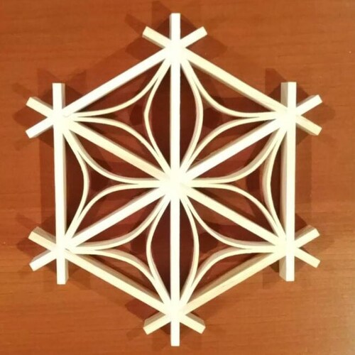Tableau Décoratif Kumiko - Art Japonais En Bois - Fait Main - Cadeau Noël
