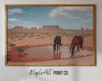 Arizona Desert Horse, Horse Photo, Horse Photography, Arizona Landscape, Horse Printable, Western Decor, Rustic Horse Print, Monument Valley