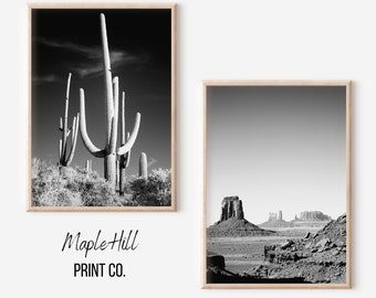 Arte de pared de cactus y cañón, Gran Cañón, impresiones de pared imprimibles, decoración de granja, decoración de pared boho, decoración del hogar, arte de pared de Arizona