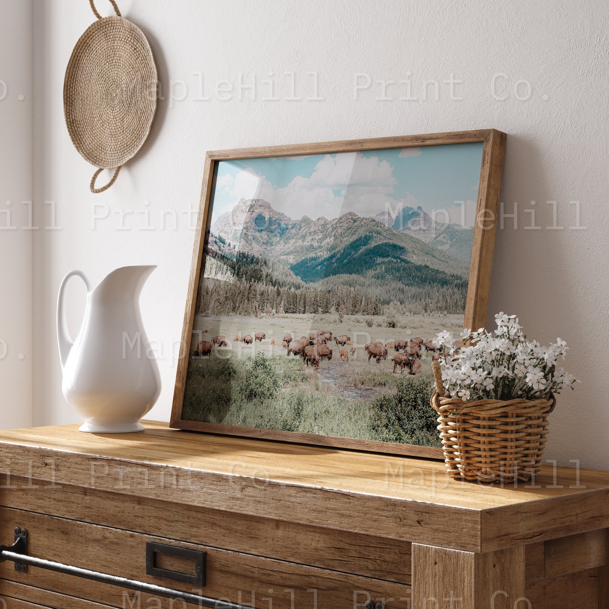 Buffalo Herd Print, Printable Bison Art, Wildlife Photography, Bison ...