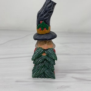 Santa sleeping wood carving Christmas tree hand carved and painted decor figurine