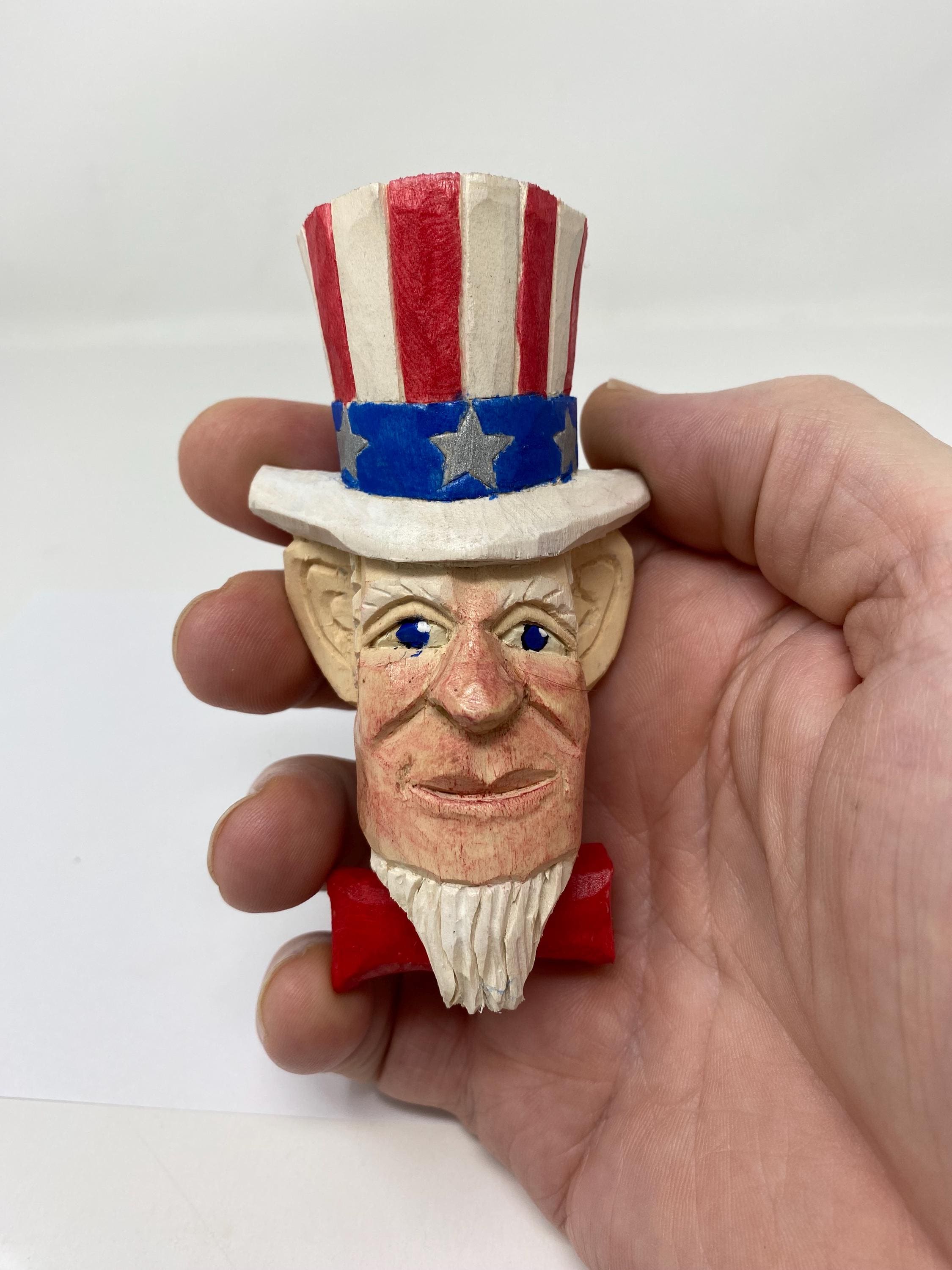 Wood Carved Uncle Sam - Etsy
