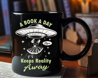 Alien Abduction Book Lover Mug: Sci-Fi Reading Coffee Cup