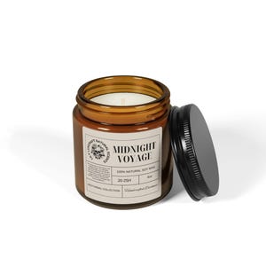 Midnight Voyage Soy Candle – Ocean Salt Sandalwood Musk – Sea Witch Gift, Moody Minimalist Candle, 4oz