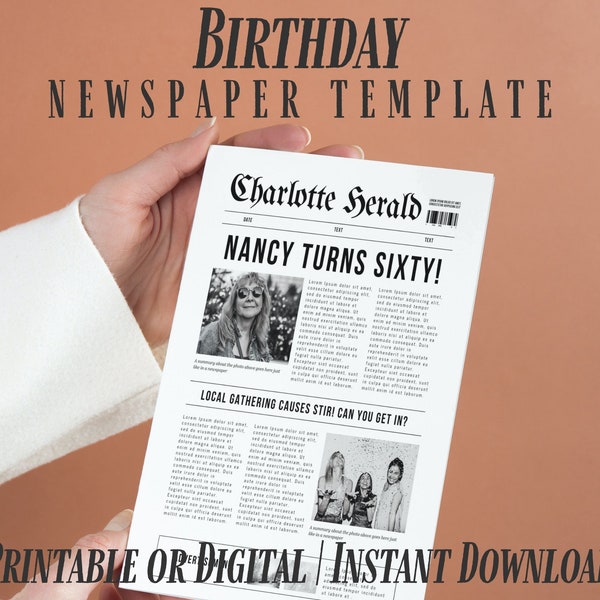 Newspaper Birthday Etsy