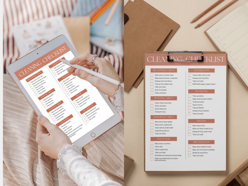 Salon Cleaning List Cleaning Checklist Cleaning Checklist Etsy