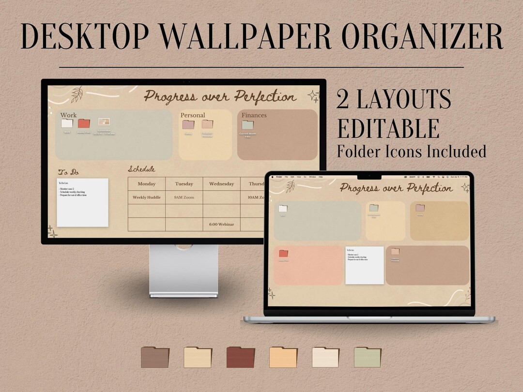 4k Desktop Wallpaper Organizer With Folder Icons Desktop Icons Etsy