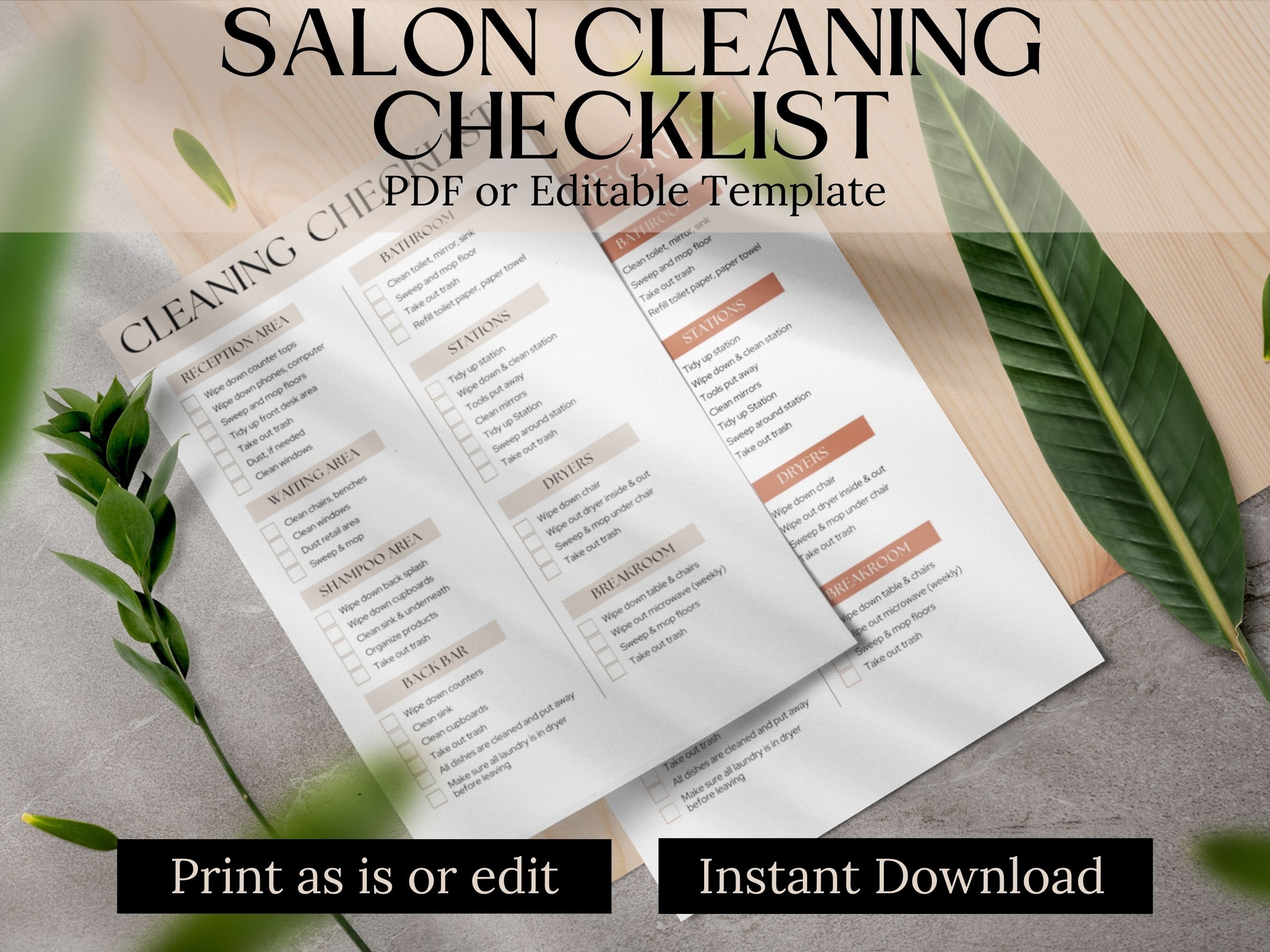 Salon Cleaning List Cleaning Checklist Cleaning Checklist Etsy