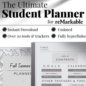 Student Planner Remarkable 2 Template| Interactive pdf| Remarkable 2 templates| Assignment Trackers| College Planner | Remarkable 2 templat