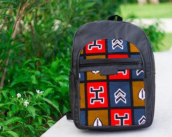 Rucksack „Akuna“ – Handgepäck während Ihrer Reise, Tasche für Studenten, Studenten – traditionelles afrikanisches Accessoire aus ethnischem Wax-Wax-Stoff
