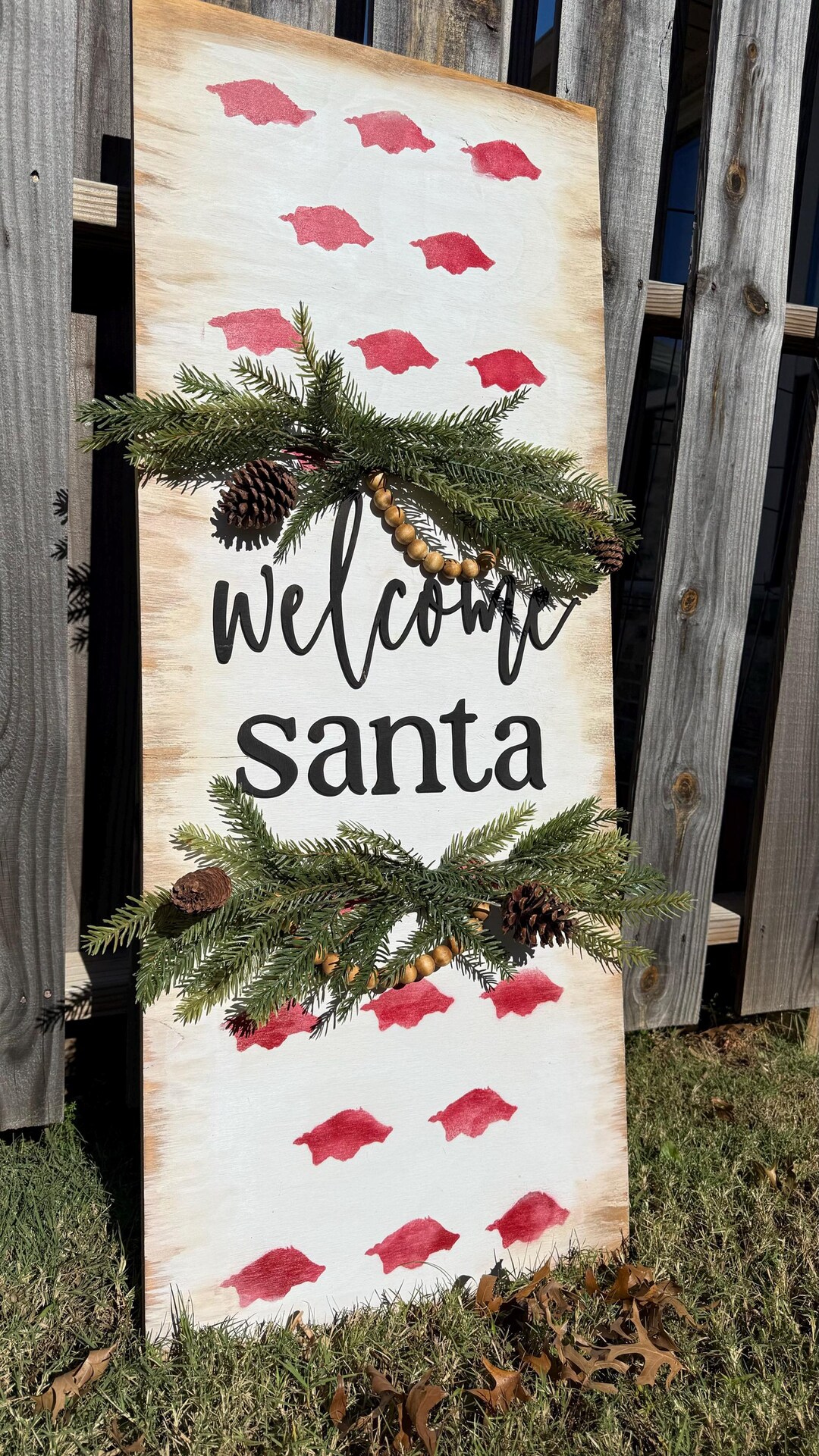 Welcome Razorback Sign Welcome Santa Sign | Porch Sign | Christmas Home Decor | Christmas Sign ...