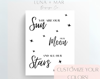 Moon & Stars Nursery Decor, Nursery Wall Art Printable, Nursery Decor Girl Boho, Nursery, Boy Nursery Wall Print, Digital Download Kids Room