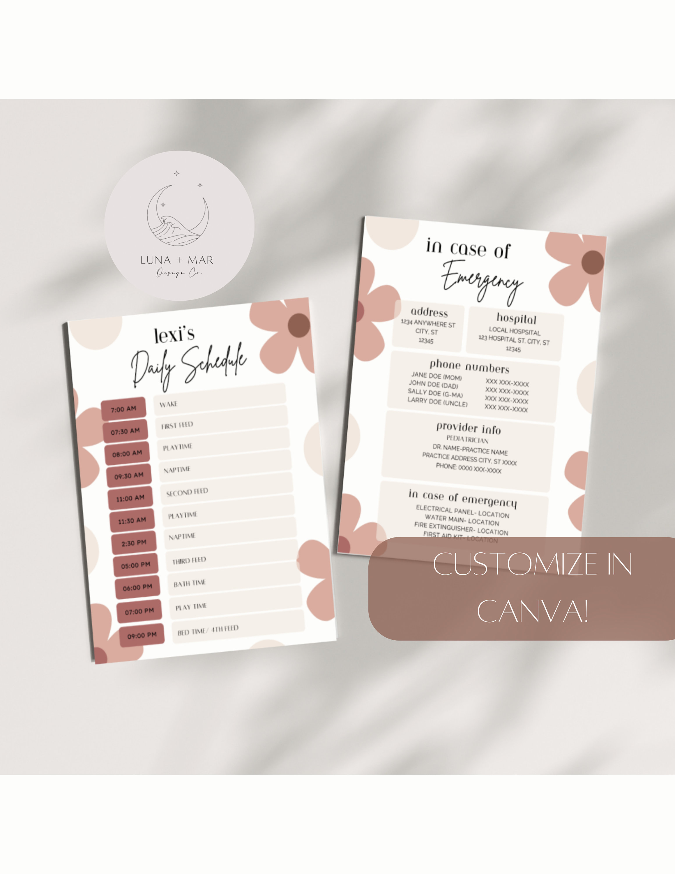 Editable Baby & Toddler Schedule Template, Canva Template, Printable ...