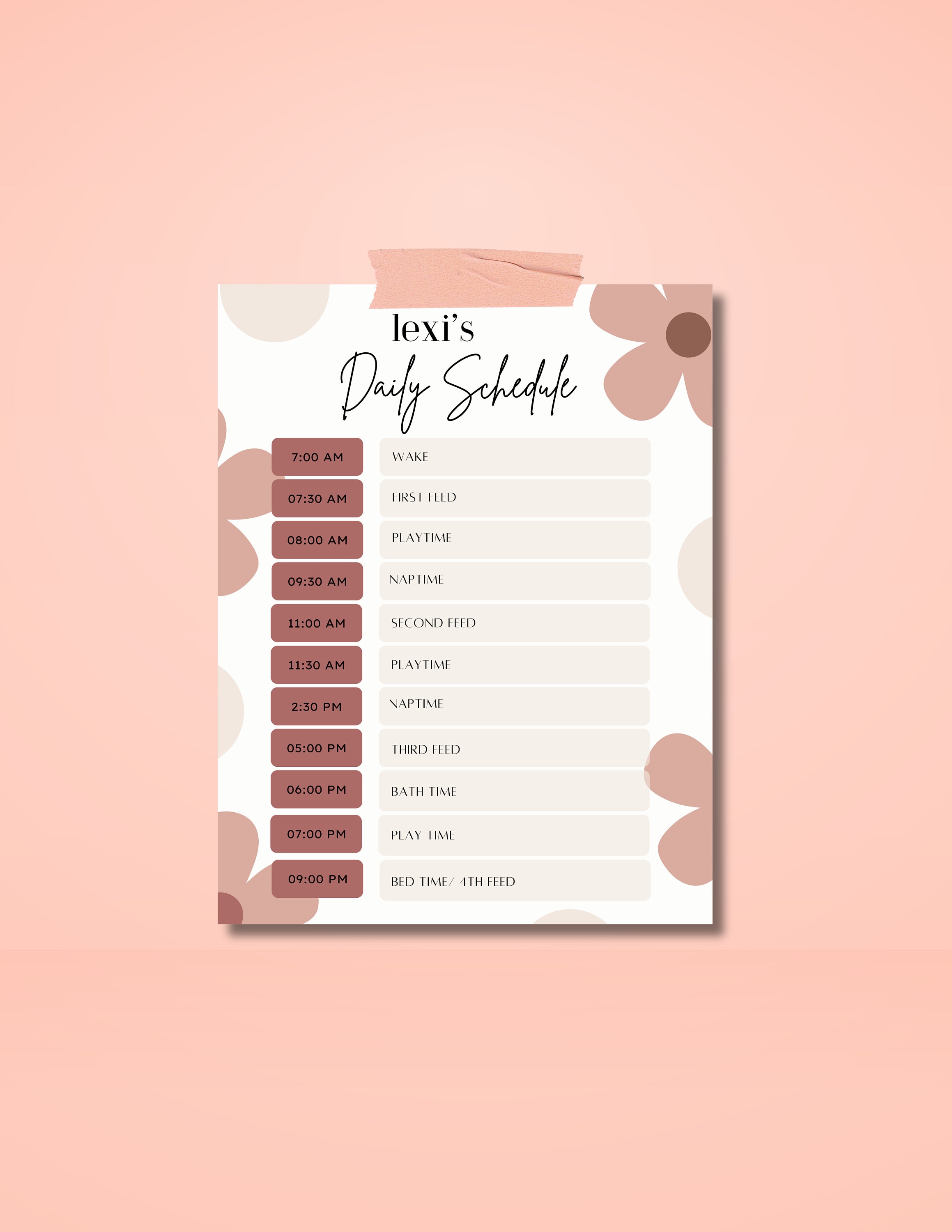 Editable Baby & Toddler Schedule Template, Canva Template, Printable ...