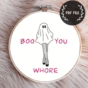 Boo! Gespenst Hand Stickmuster - Digital PDF Download