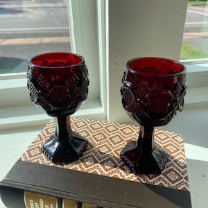 Avon Cape Cod Ruby Red Cordial Goblets
