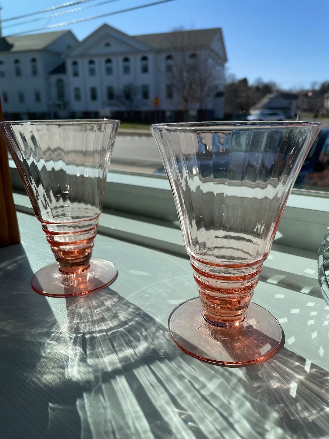 Pink Depression Glass Glasses Etsy