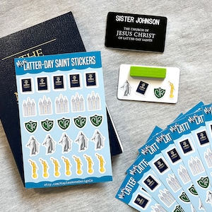 Mini LDS Stickers - 4”x6” Sheet - Waterproof (Moroni, Book of Mormon, Salt Lake Temple, CTR Ring, Christus)