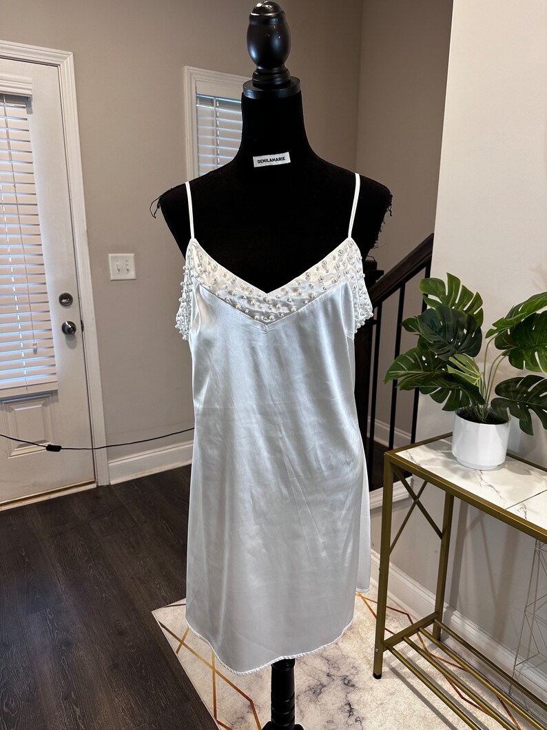 Pearl Bridal Slip Dress ~ Slip dress for brides ~ Bridal slip dress for robes ~ Slip dress for wedding ~ Pearl bridal dress ~ long robe