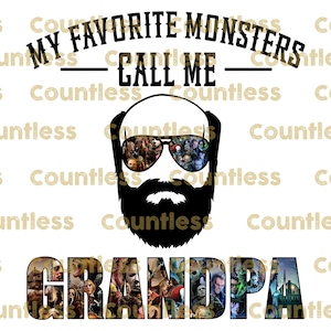 My Favorite Monsters Call Me Grandpa Sublimation, Bald Grandpa Sublimation, Instant Download, Sublimation Designs, Horror, Halloween, Papa