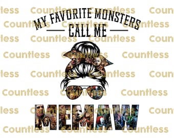 Memaw Sublimation, Png, Instant Download, Sublimation Designs,  Messy Bun, Horror, Halloween, Shirt Print, DTG Printing
