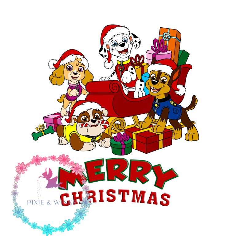 READY TO PRESS Christmas Paw Patrol Heat Transfer Vinyl Prints - Etsy