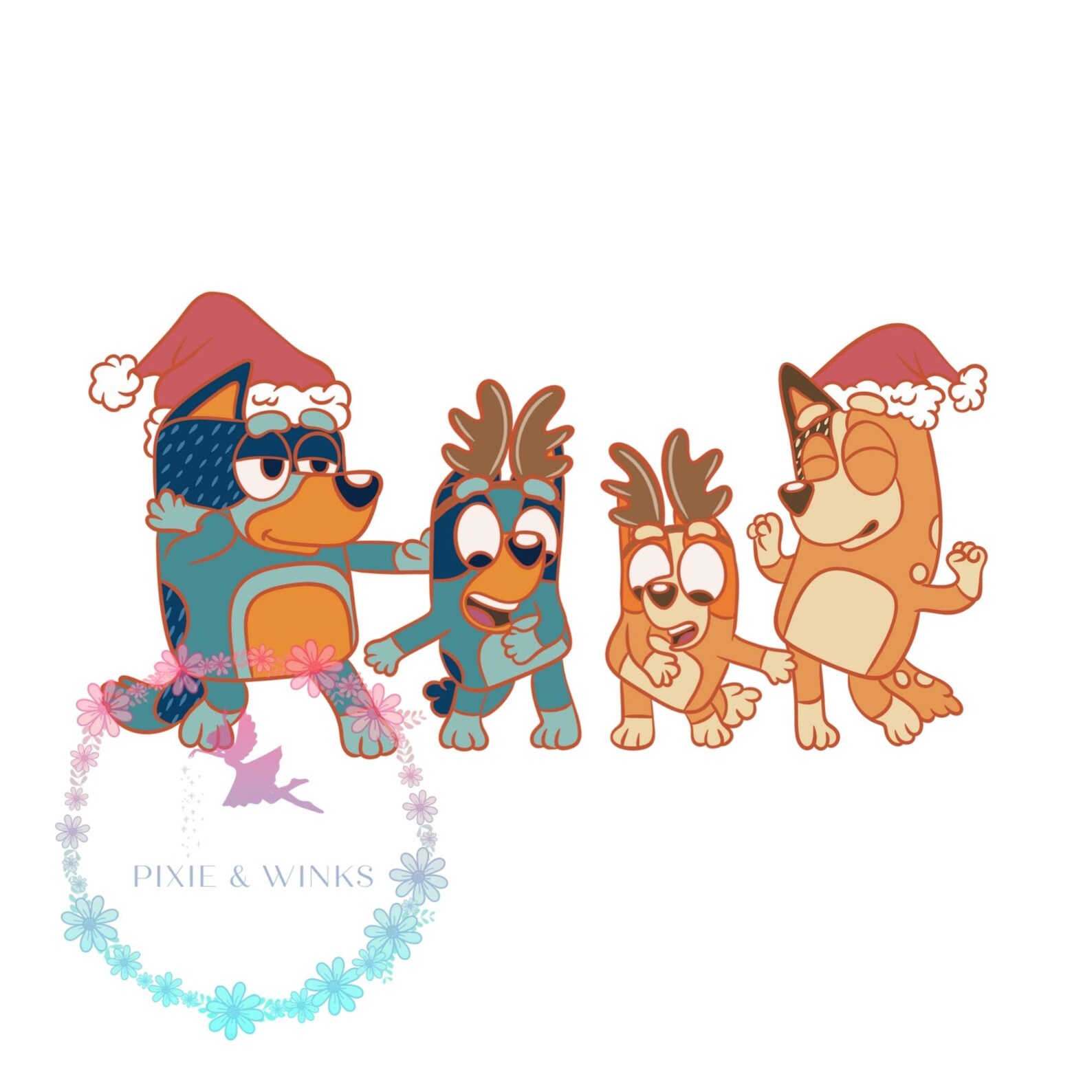 READY TO PRESS Christmas Bluey Heat Transfer Vinyl Prints and - Etsy