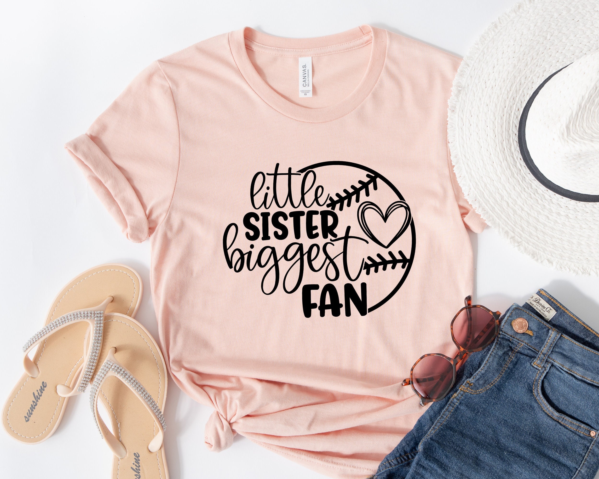 Discover Baseball Sister T-Shirt, Little Sister Biggest Fan Shirt