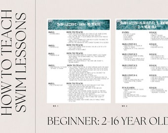 How to Teach Swim Lesson Plans Junior 1 Beginner 1 Combo Pack with how to teach swim lessons instructor checklist pages Template Editable
