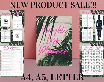 Fitness Planner Tracker weight lossTracker Botanical Fitness workout Pound tracker Journal Planner Digital PDF Print A4 A5 Letter SALE