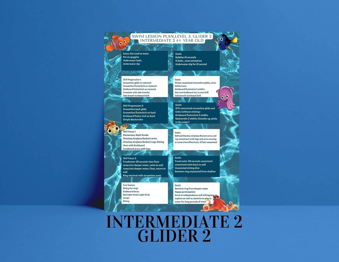 Swimming Lesson Plan PDF JPG Intermediate 2, Glider 2, Level 3 Swim