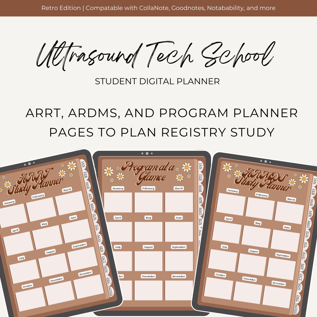 Ultrasound Tech Student Digital Planner Notebook Sonographer School ...