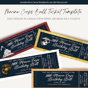 Marine Corps Ball Militärball Ticket Vorlage MC Geburtstagsball Bearbeitbar USMC Marines