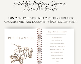 Military Binder I love me binder organizer PCS Deployment Neutral Background Printable PDF Template Mover Checklists