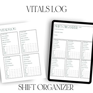 Vitals Log, Nurse Shift Organizer, CNA Shift Organizer, Shift Planning Sheets for Healthcare, LPN Log, Medical Assistant Sheets