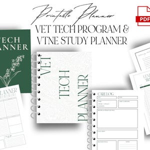 VET TECH Planer VTNE Studienplaner Veterinärtechniker-Planungsseiten Prüfungsstudienzertifizierung Venipunktur- & Pflegetagebuch