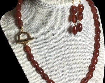 Red Agate ovals with statement LIFE IS … GOOD