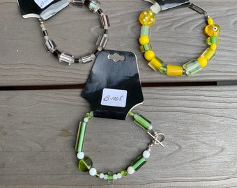 Cane glass bead bracelets