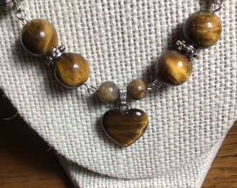 Tiger Eye Heart and Butterfly necklace and earrings