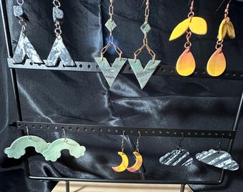 Clay Creations - FUN Designs - clouds, flowers, moons, V shapes - multi colors and ear wire styles
