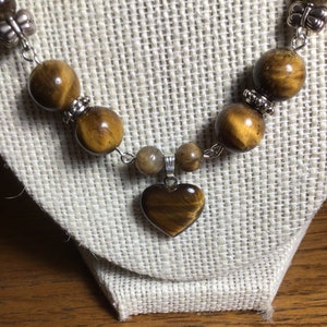Tiger Eye Heart and Butterfly necklace and earrings