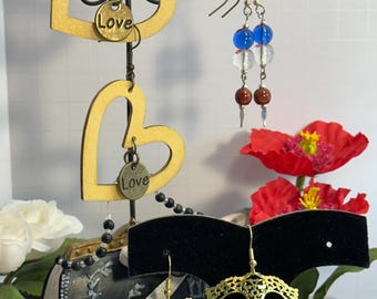 More fun earrings - wood, metals & glass selections