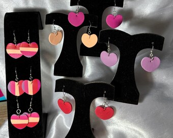 Clay Heart Earrings on silver ear wires - multiple colors